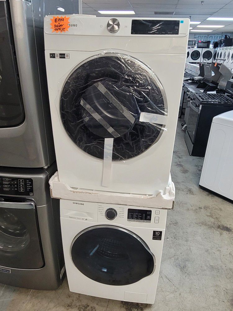 Samsung 24" Wide Compact Apartment Size Front Loading Washer And Stackable Electric 220volt Dryer Set 