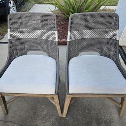 TWO 2 DINING CHAIRS INDOOR OUTDOOR MAHOGANY WOOD