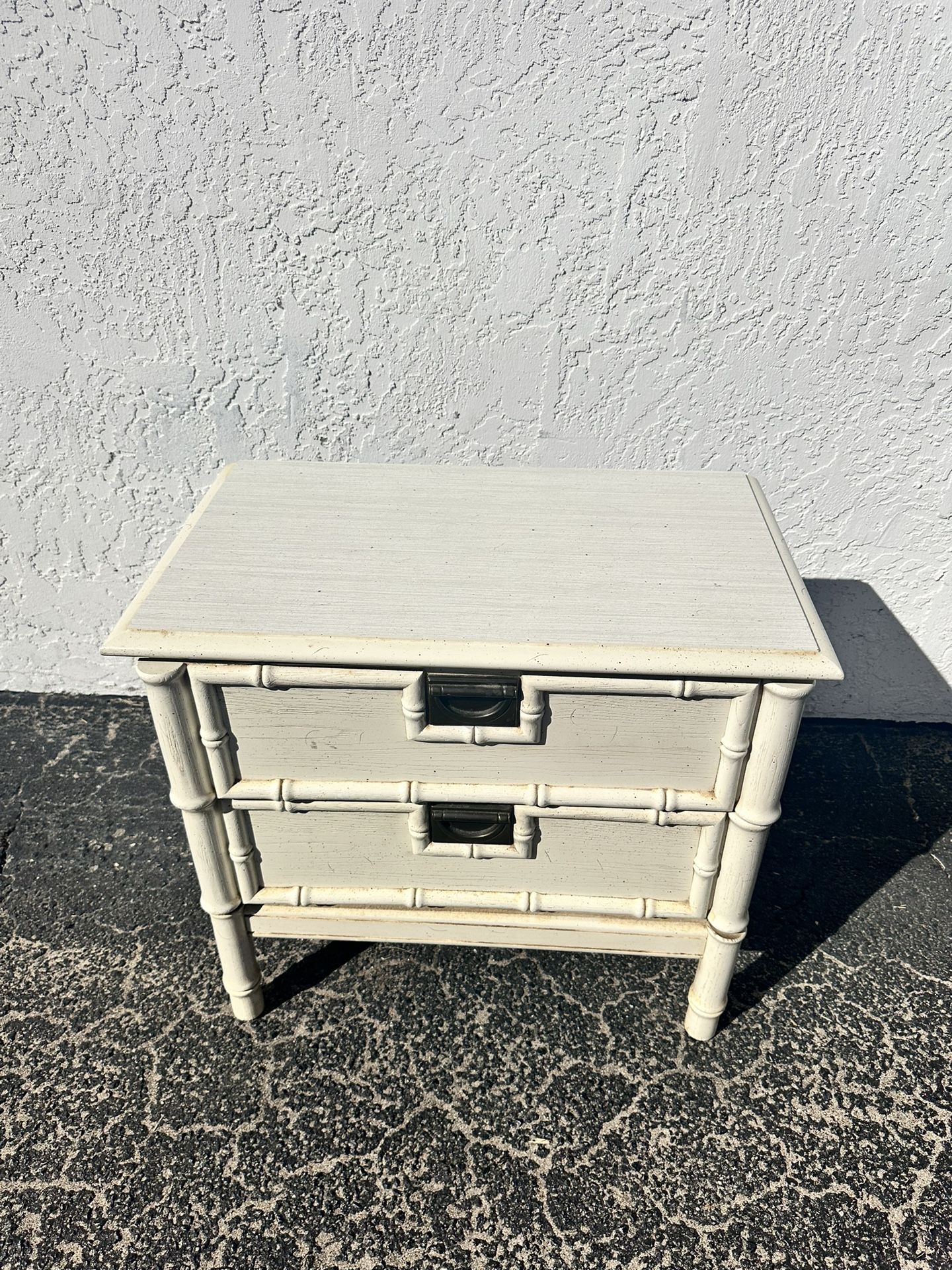Vintage Single Faux Bamboo nightstand 26”w x 15.5”d x 23.5”h