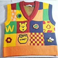 Disney ZARA Winnie The Pooh Jumper Sweater Vest Gilet Tank Top sz SMALL