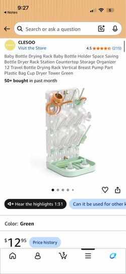 Baby Bottle Drying Rack Baby Bottle Holder Space Saving Bottle Dryer Rack Station Countertop Storage Organizer 12 Travel Bottle Drying Rack Vertical B