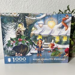 “CHRISTMAS ELVES DANCING” 1000 Pc Jigsaw Puzzle 27.5”x19.6” Board Games Kids