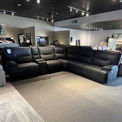 Black 6pc Power Reclining Sectional Couch