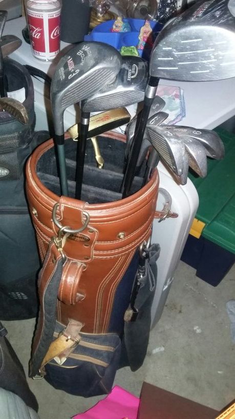 Golf clubs, Full set Mens RH Vintage Leather Wison Bag, 1,3,5, woods! Blade Putter ! Check pics & offers!