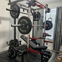 Flash F10 Smith Machine New In Box Weights Barbell Bench Included 