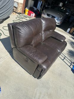Brown Leather Power Recliner Loveseat