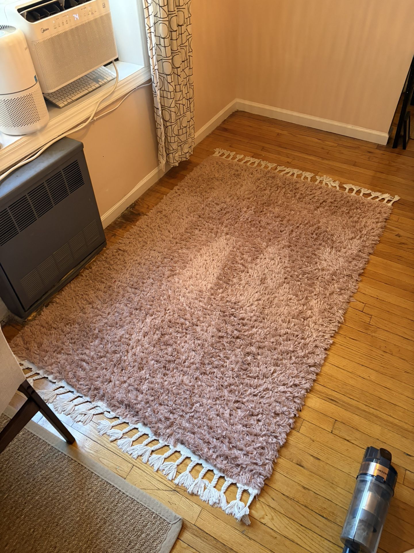 4x6 Boho Pink Fuzzy Fringe Rug