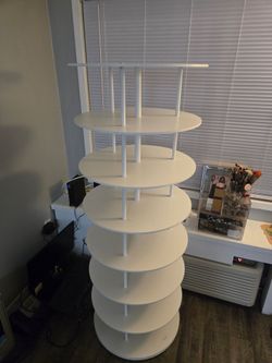 White Multi-Tier Round Rotating Shelving Unit