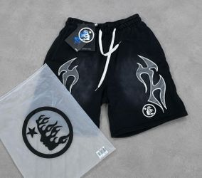 Hellstar Black Graphic Shorts