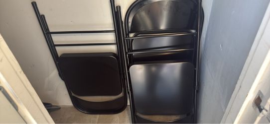 Black Metal Folding Chairs Set