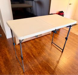 Adjustable Folding Table + Black Stretch Table Cover