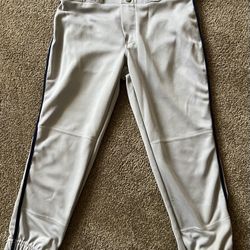 Small Grey Champro Softball Pant W/navy Side Piping,