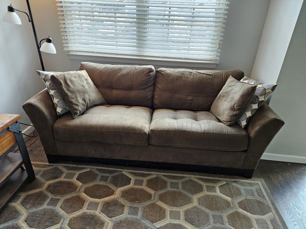 Brown Sofa Couch Pull Out Bed