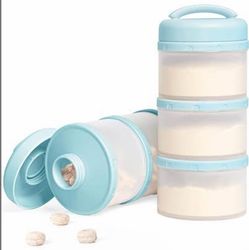 Stackable Formula Dispenser Portable Milk Powder Container, 2 Pack, Light Blue
