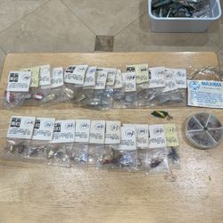 25 Millie’s Fishing Tackle WVintage Fishing Lures With Flies And Line