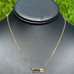 Jewelry 14k yellow gold cable chain necklace 17.00” natural diamonds 0.1CTW 1.00 mm width Hebrew Jewish pendant charm