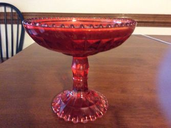Ruby red vintage footed bowl