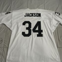 Mitchell & Ness sells a replica jersey of Bo Jackson from his time with the Los Angeles Raiders. The jersey is a throwback to the 1987 season and feat