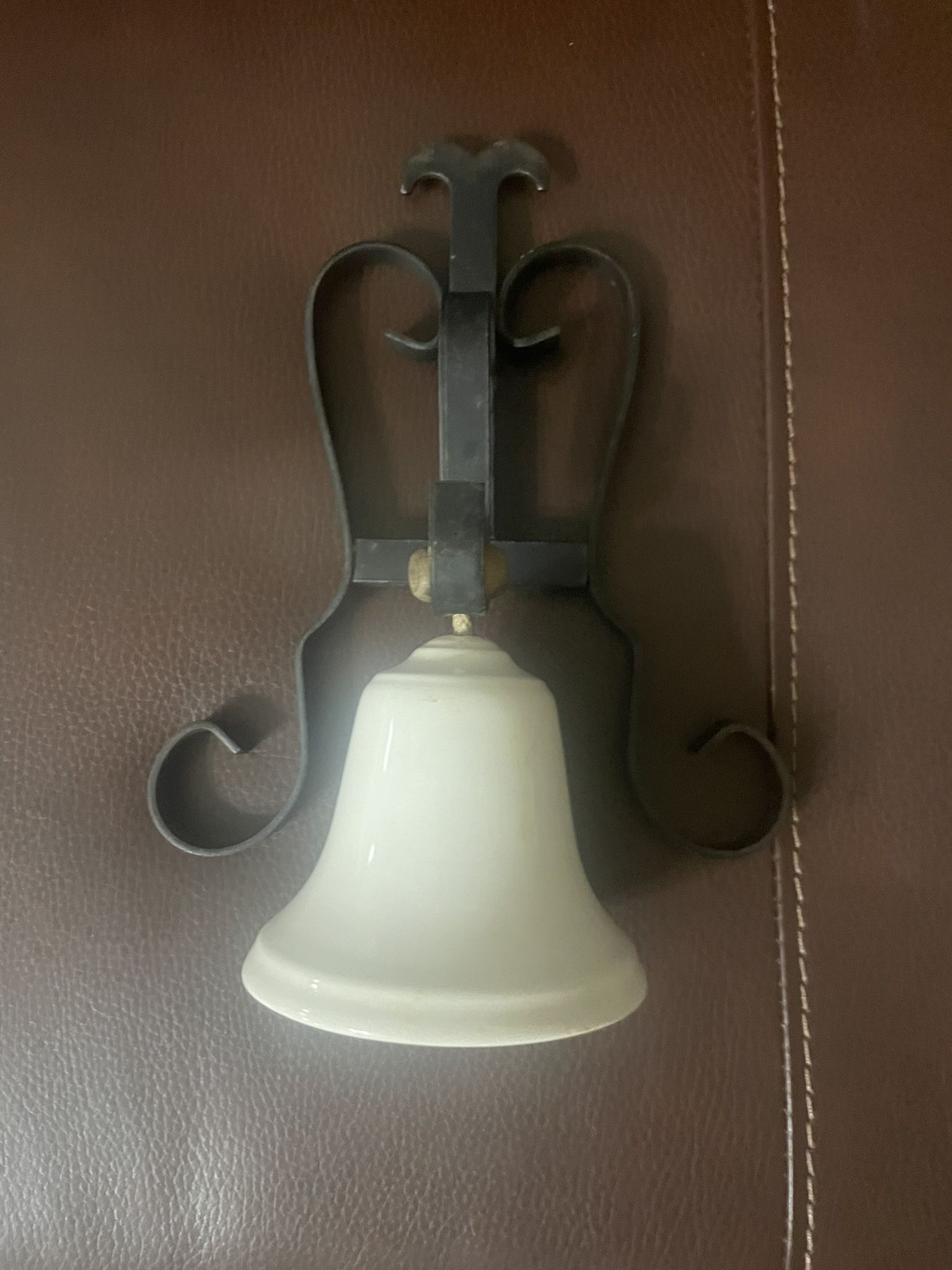 Vintage Wrought Iron And Porcelain Farmhouse Decor Dinner Bell π 9βH