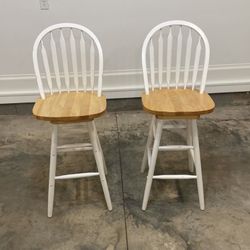 White Wooden Barstools (2)