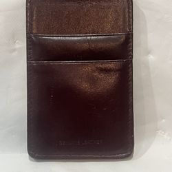 Genuine Leather Magic Flip Slim Wallet Brown
