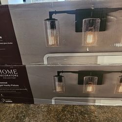 Home Decorators Collection
Helenwood 22 in. 3-Light Matte
Black Bathroom Vanity Light
with Clear Seeded Glass