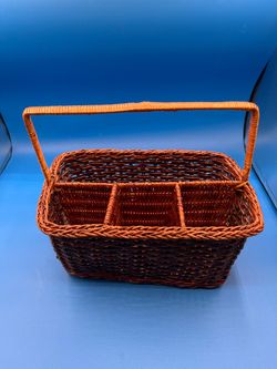 Brown rectangular wicker basket
