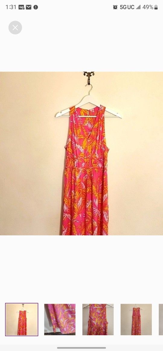Jessica Simpson Pink And Yellow Maxi Summer Dress Size L