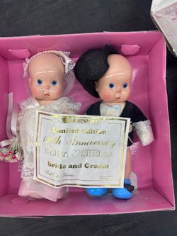 Vintage HEBee & SHEbee Limited Edition Bride & Groom Doll Set New In Box