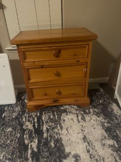Solid wood bed side table with drawers