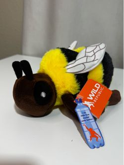 Wild Republic Bee Plush Stuffed Animal, Yellow/Black/Brown/White 6in Recycled