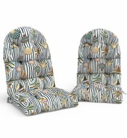 Outdoor Adirondack Chair Cushions with Ties, Tufted Outdoor Chair Cushion, Anti-Slip Patio Seat Cushions 44 x 19 x 4 Inch, Set of 2, Crayon Shells