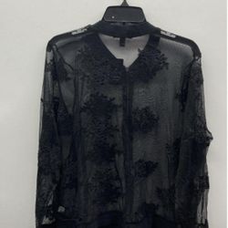 NWT Torrid Size 2 Black Sheer Zip Up
