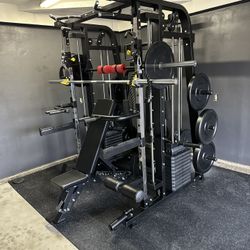 Smith Machine 300 | Adjustable Bench | 245lb Cast Iron Olympic Weights | 7ft Olympic Bar | Fitness | Gym Equipment | FREE DELIVERY/INSTALLTION 🚚 