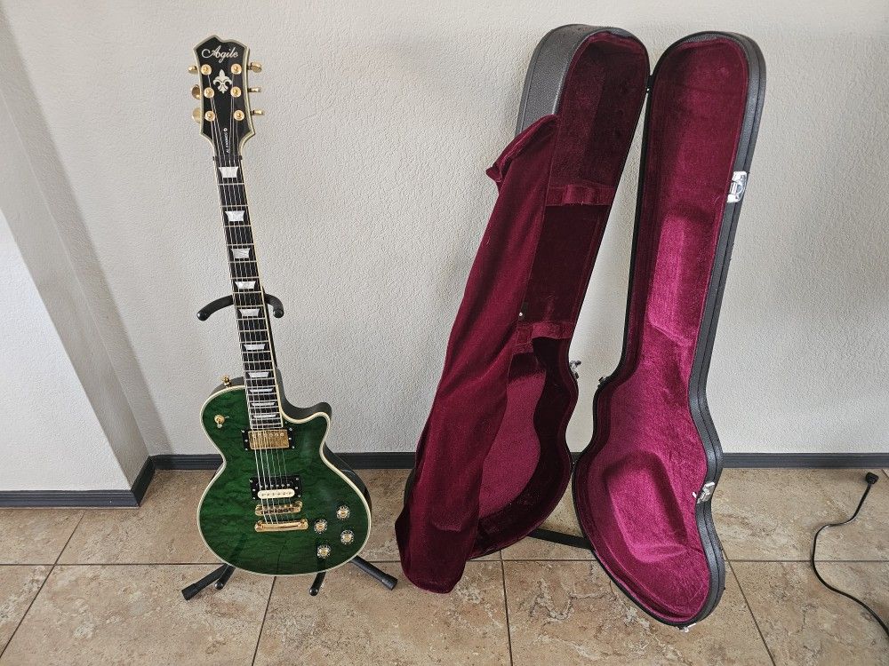 Agile AL-3100MCC green Electric String Guitar with case