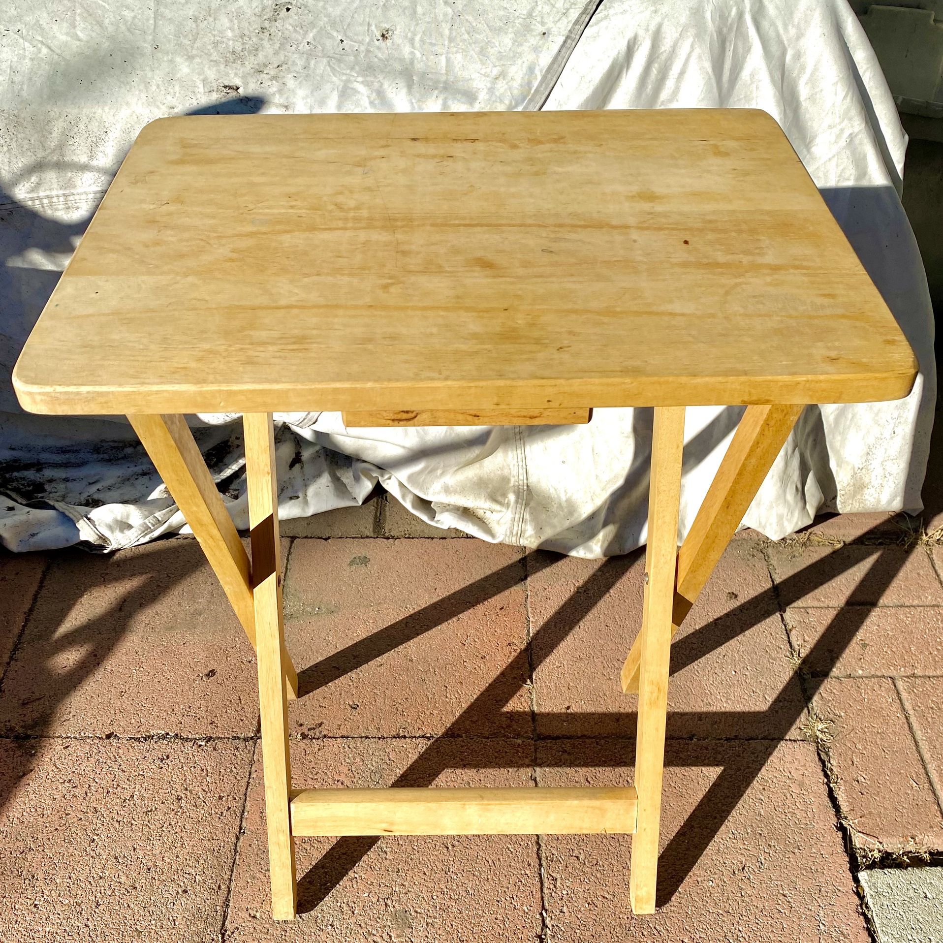 Folding Portable TV Dinner Snack Tray Wooden Table