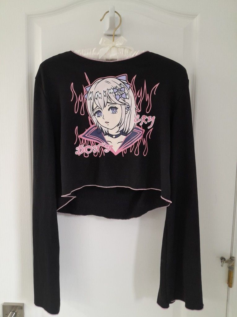 "Sad Girl" Anime Gothic Chick Crop Top