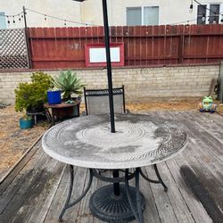 Stone-top Outside Table & Umbrella