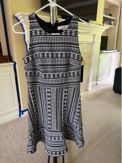 LOFT Black and White Geometric Patterned Fit-and-Flare