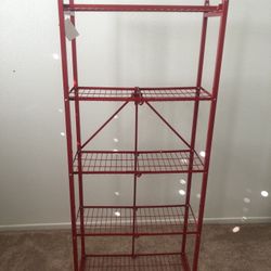 5-Tier Red Foldable Steel Shelves