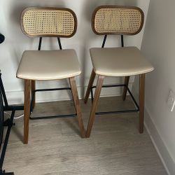 Creme And Brown Bar Stools 