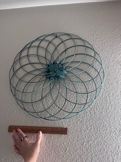 Teal Metal Flower Wall Art Decor