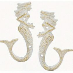 Set Of 2 Cast Iron Mermaid Hooks