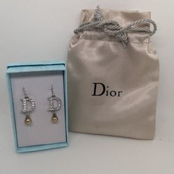 Vintage Christian Dior Crystal 'D' Earrings