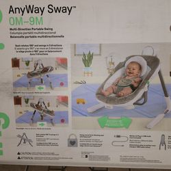 Brand New Ingenuity Anyway Sway 5-Speed Multi-Direction Portable Foldable Baby Swing & Infant Seat
