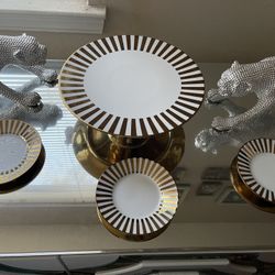 Cake Stand & 3 Dessert Plates