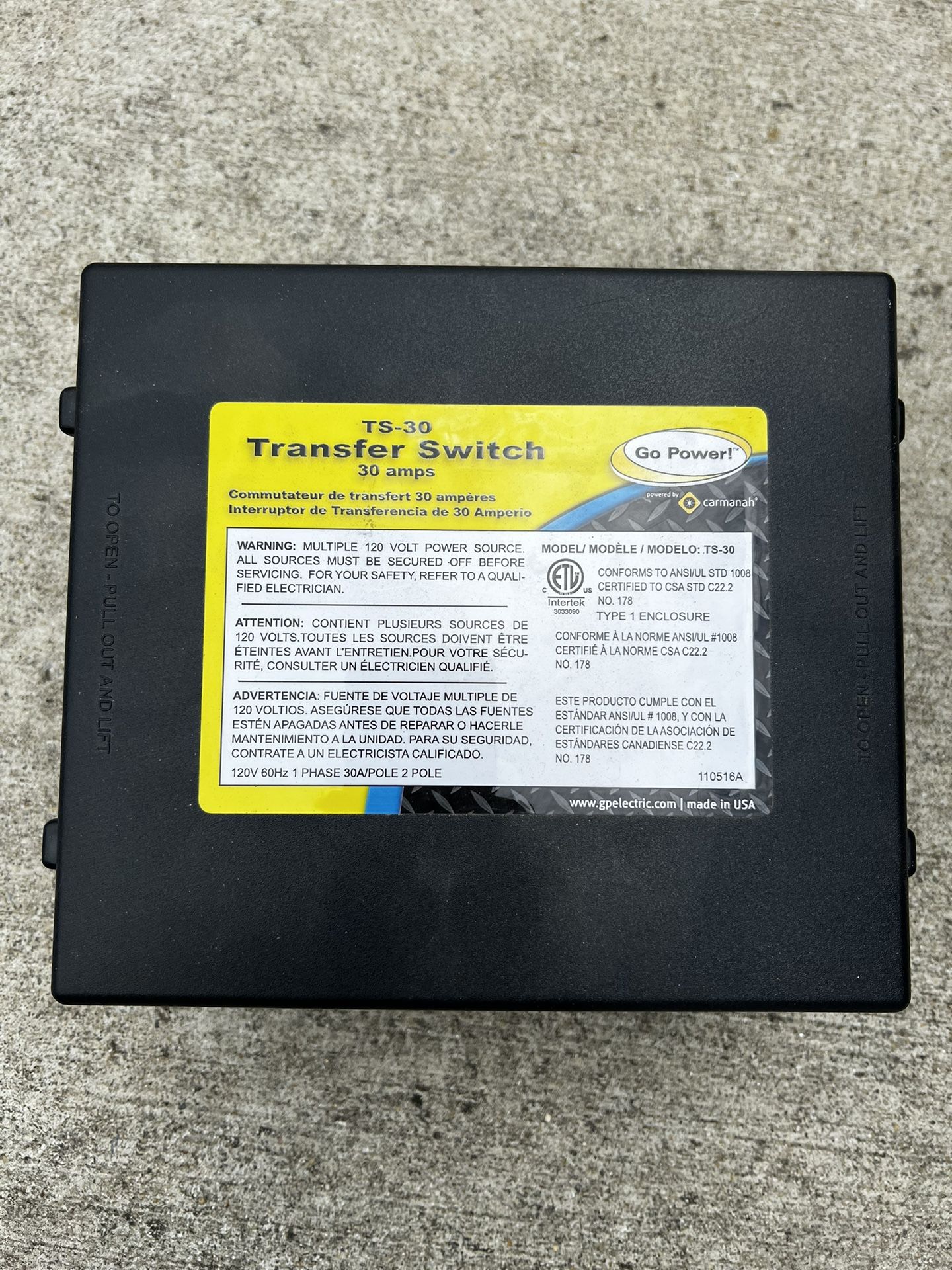 Go Power 30amp Transfer Switch