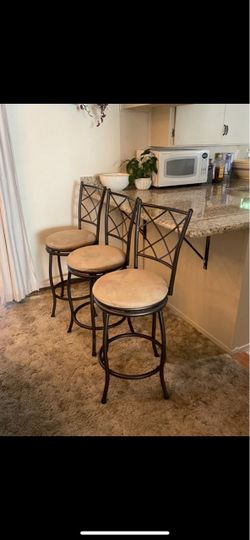 Barstools with cushion, back rest, and foot rest