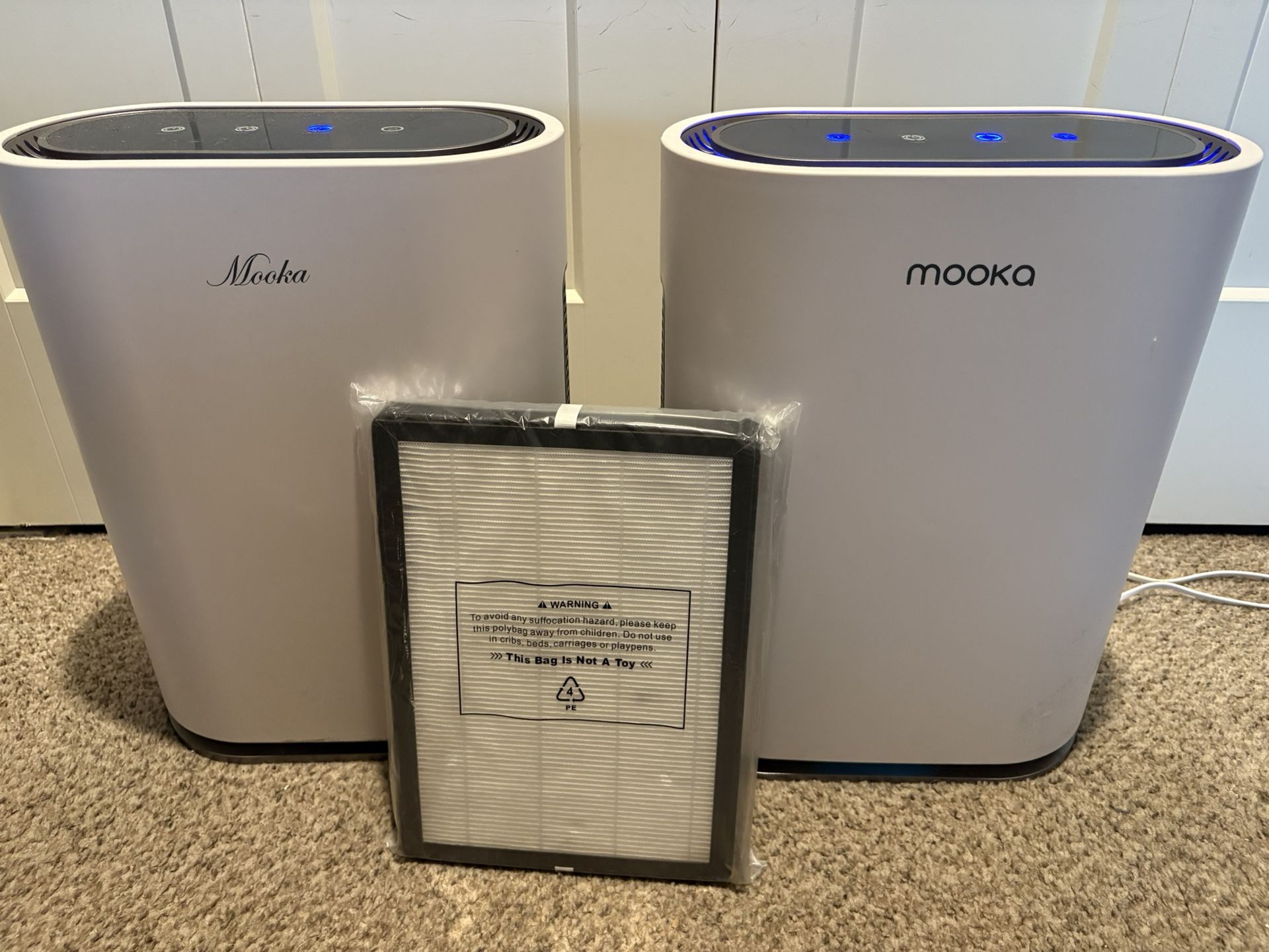 Mooka Air Purifiers (2) + Brand New HEPA Filter