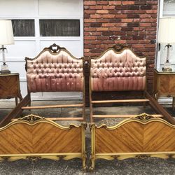 French Provincial Twin Bedroom Set with Chest and Vanity